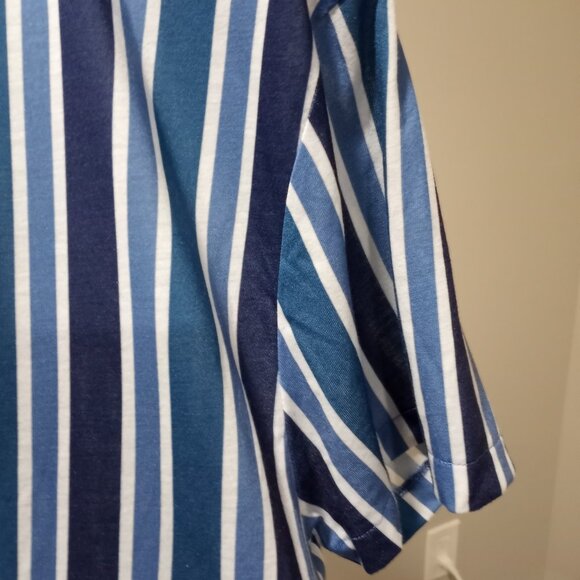 ZARA 100% COTTON BLUE & WHITE STRIPED SHORT SLEEVE SHIRT MEN SIZE XL - Picture 3 of 5